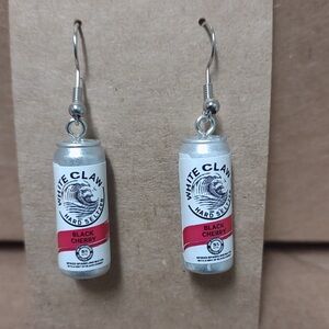 Beverage earrings white claw can